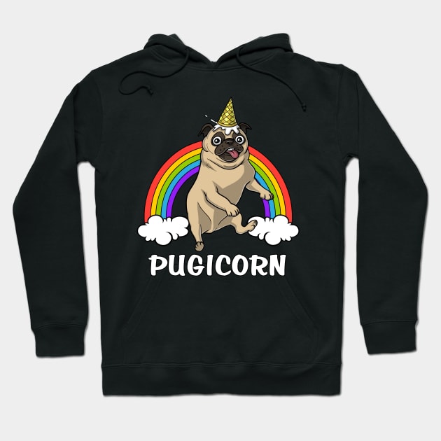 Pugicorn Pug Dog Hoodie by underheaven